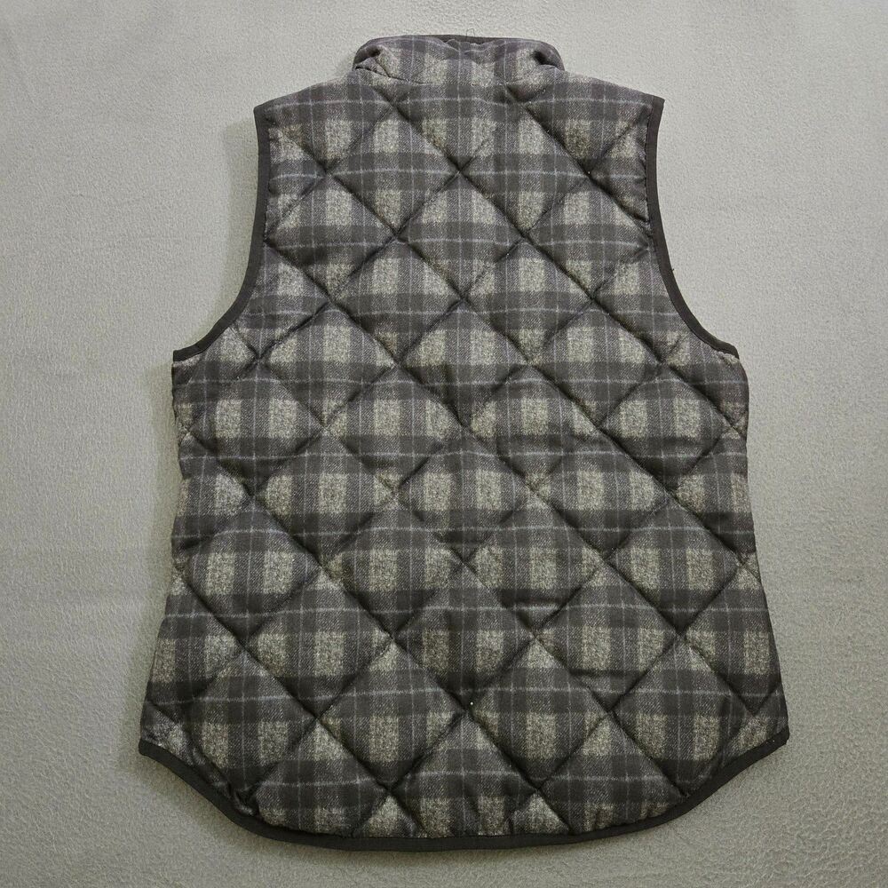 J. Crew Women S Gray Plaid Quilted Down-Filled Full-Zip Puffer Vest - Picture 2 of 10